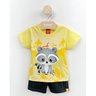 05 conjunto menino camiseta e bermuda moletinho guaxinim kyly verde g
