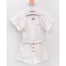 01 conjunto menina blusa e short texturizado coloritta branco 8