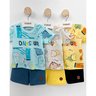 01 conjunto menino camiseta e bermuda moletinho dinossauros elian azul claro 2