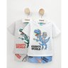 02 pijama menino camiseta e bermuda dino astronauta brilha no escuro kyly branco 4