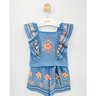 02 conjunto menina blusa e short moletinho floral nanai azul 14