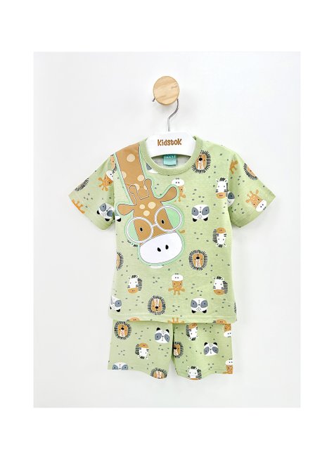02 pijama menino camiseta e bermuda girafa brilha no escuro kyly azul marinho 4