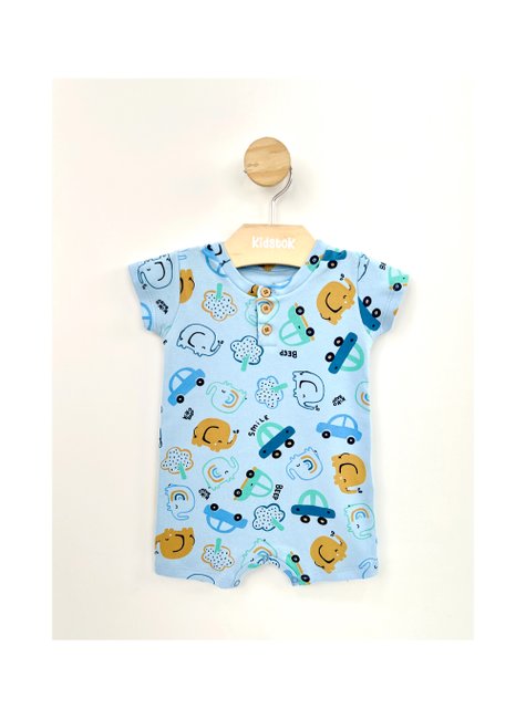 04 macaquinho bebe menino carrinhos elefante kiko baby azul p