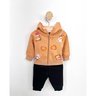 01 conjunto menina jaqueta e calca moletom flanelado ursinho kyly mostarda 2