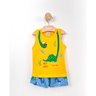 01 conjunto menino regata e bermuda tactel dino oculos amarelo 3
