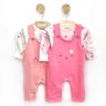 01 conjunto bebe menina body e jardineira coelhinho kiko baby pessego p
