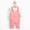 02 conjunto bebe menina body e jardineira coelhinho kiko baby pessego p