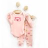 01 conjunto bebe menina body e mijao suedine ursinho kiko baby rosa claro g