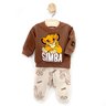 03 conjunto bebe menino blusao e calca moletom simba fakini marrom m