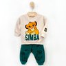 04 conjunto bebe menino blusao e calca moletom simba fakini marrom m