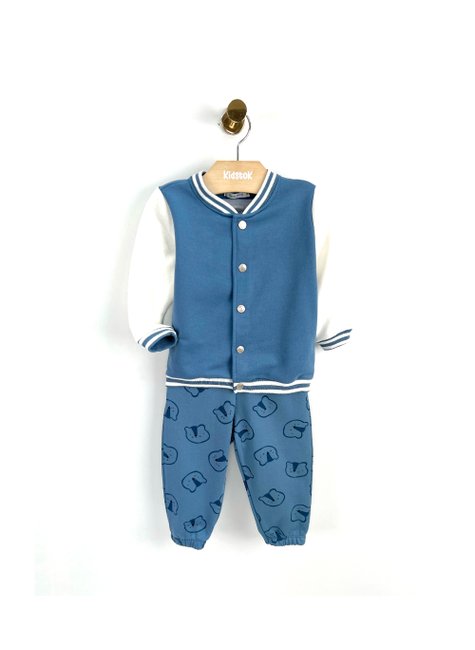 04 conjunto menino jaqueta e calca moletom urso bordado trick nick areia g