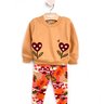 05 conjunto menina blusao moletom e legging floral pompom elian caramelo 4