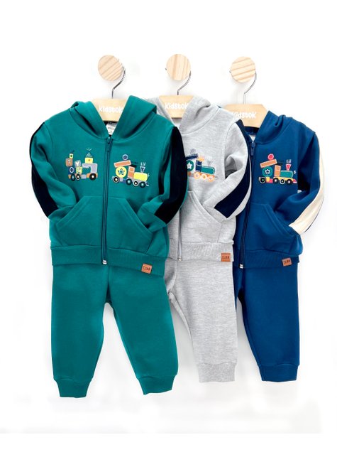 03 conjunto menino jaqueta e calca moletom caminhoes elian cinza m