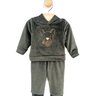 06 conjunto bebe menino blusao e calca plush dog kiko baby cinza chumbo g