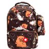 01 kit mochila menina c estojo capivara kidstok marrom