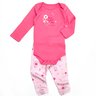 02 conjunto bebe menina body e mijao florzinhas kiko baby pessego m
