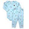02 conjunto bebe menino body e mijao suedine safari kiko baby azul claro p