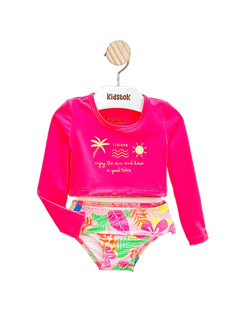 01 conjunto menina sol protecao uv kamylus rosa 4