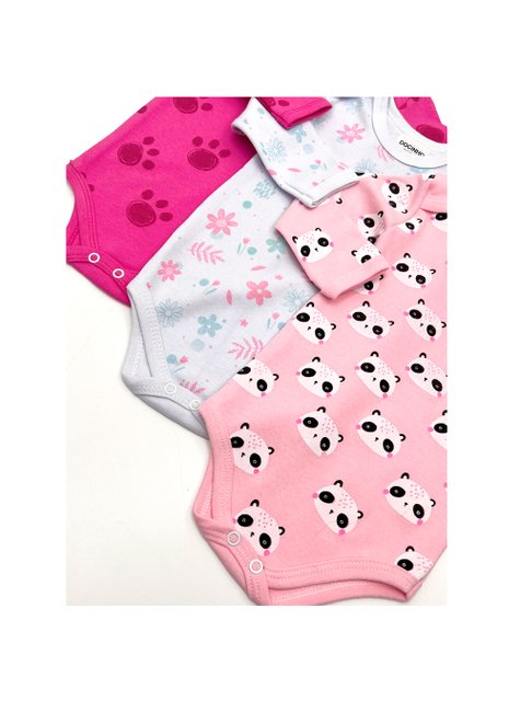 03 kit body bebe menina manga longa c 3 estampado kidstok m