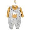 01 conjunto bebe menino body e jardineira moletom urso nilly baby cinza claro m