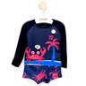 01 conjunto menino camiseta sunga uv caranguejo surf fakini azul marinho 3