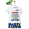 01 pijama menino camiseta e bermuda monstrinho brilha no escuro kyly branco 1