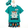 02 pijama menino camiseta e bermuda monstrinho brilha no escuro kyly branco 1