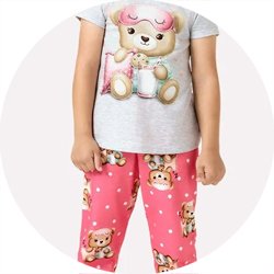 01 pijama menina blusa e calca ursinho brilha no escuro kyly branco 6