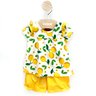 03 conjunto bebe menina blusa e short moletinho limao kyly azul marinho g