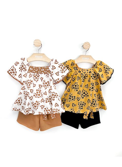 05 conjunto menina bata e short moletinho pintinhas kyly mostarda 6