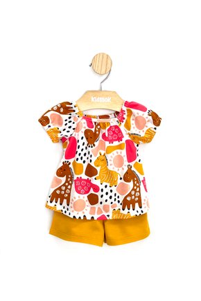 03 conjunto bebe menina blusa e short safari formas kyly branco 1