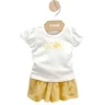 03 conjunto bebe menina blusa e short malha tartaruga coloritta off white g