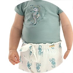 01 conjunto bebe menina blusa e calca malha cavalo marinho coloritta azul m