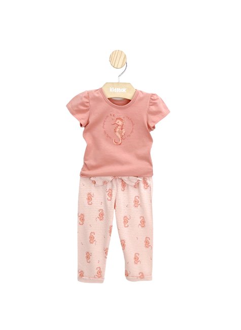 03 conjunto bebe menina blusa e calca malha cavalo marinho coloritta azul m