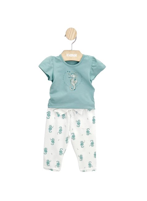 04 conjunto bebe menina blusa e calca malha cavalo marinho coloritta azul m