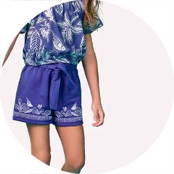 01 conjunto menina blusa e short moletom folhagem nanai azul escuro 8