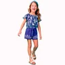 02 conjunto menina blusa e short moletom folhagem nanai azul escuro 8