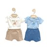 02 conjunto bebe menino body e bermuda dinossauro kiko baby azul m