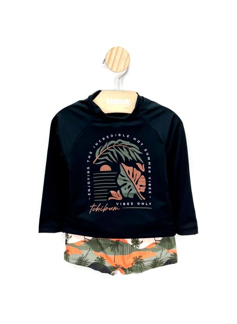 03 conjunto menino camiseta e sunga protecao uv coqueiros kamylus laranja 12
