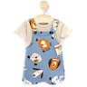 06 conjunto bebe menino camiseta e jardineira cachorrinhos elian azul m