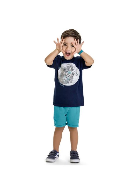 02 conjunto menino camiseta e bermuda moletinho astronauta kyly terracota 3