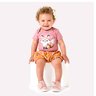 02 conjunto bebe menina body e short raposa lacos kyly rose m