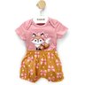 03 conjunto bebe menina body e short raposa lacos kyly rose m