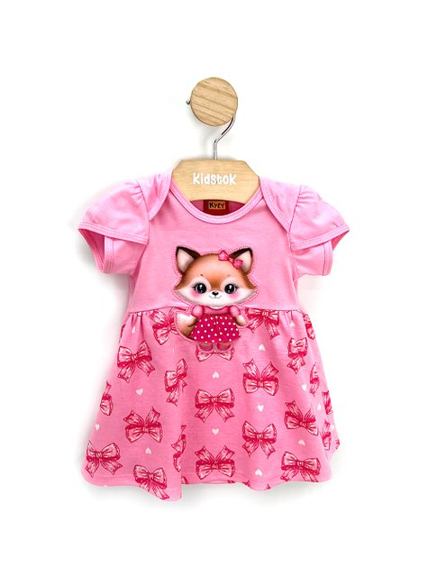 04 conjunto bebe menina vestido e short raposa kyly caramelo p