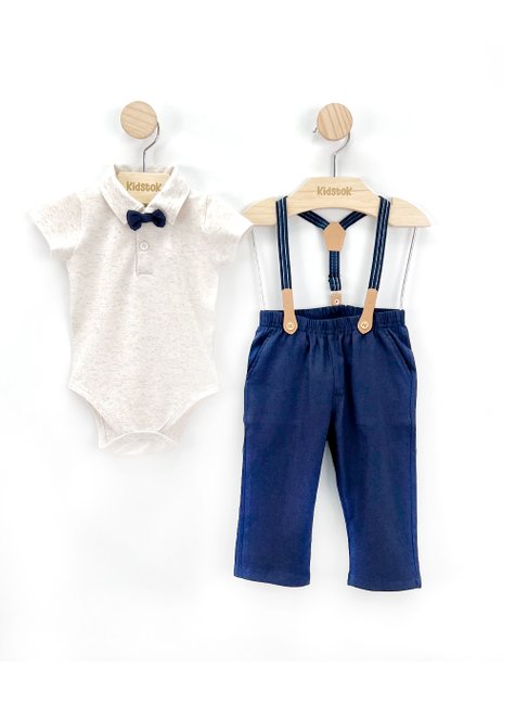 03 conjunto bebe menino body e calca suspensorio mundi off white p