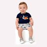 02 conjunto bebe menino body e bermuda tartarugas kyly azul marinho p