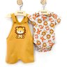 05 conjunto bebe menino body e jardineira leao kyly cinza p