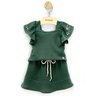 03 conjunto menina blusa e short saia flores angero verde 2