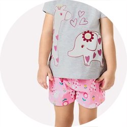 01 pijama menina manga curta animais coracoes brilha no escuro kyly cinza 10