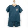 01 conjunto menino camiseta e bermuda moletinho sunshine angero azul petroleo 8